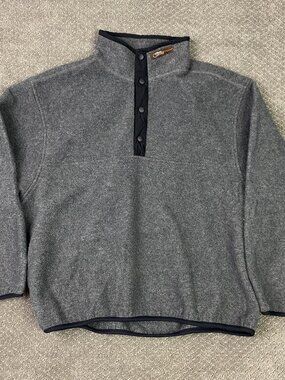Vintage Orvis Snap Fleece Pullover Mens Large Gray Made in USA Jacket Sweater